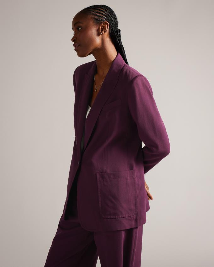 Blazer Ted Baker Relaxed Fit With Patch Pockets Violette Foncé Femme | HGU-57413435